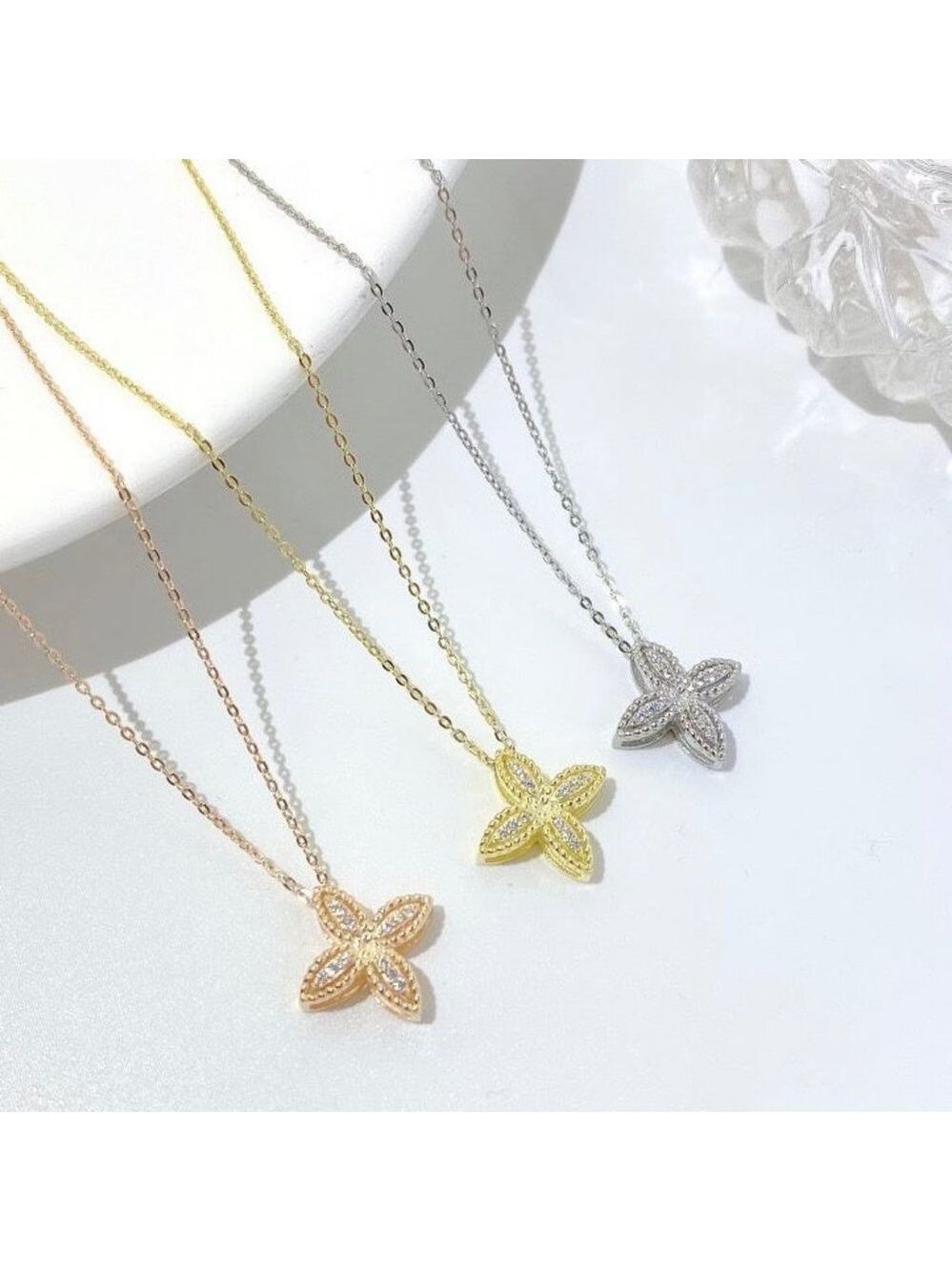 14kt GP Sterling Silver Clover Necklace